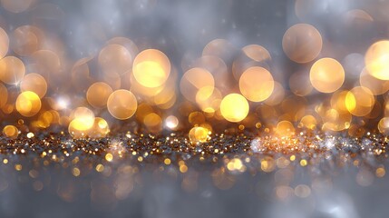 Wall Mural - dreamy silver and gold bokeh lights background with large soft glowing orbs elegant festive abstract