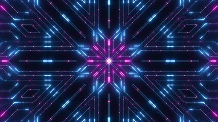 circuit line blue neon animation video 4k for futuristic Technology background.