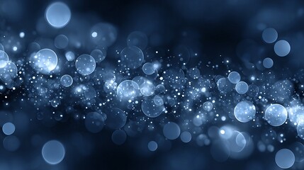 Wall Mural - blue glow particle abstract bokeh background with large soft light orbs dreamy festive blurred backd