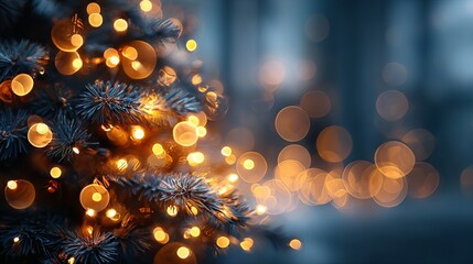 Wall Mural - macro christmas bokeh lights with glowing orbs soft focus dreamy festive background defocused holida