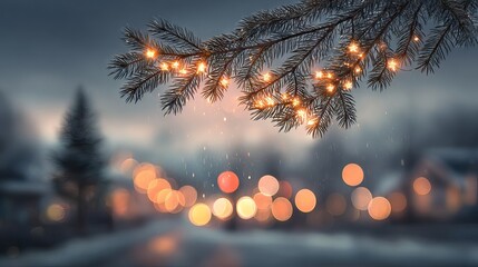 Wall Mural - warm christmas light bokeh background with soft golden glow cozy festive fairy lights and twinkling 