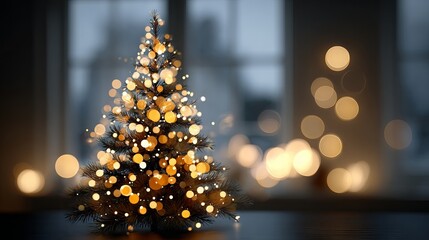 Wall Mural - dreamy festive bokeh with defocused christmas lights large soft glowing orbs on a blurred background