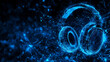 © Mcgui - Digital blueprint of headphones with glowing blue network connections in a futuristic space