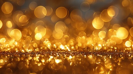 Wall Mural - dreamy golden christmas bokeh background with large soft glowing light orbs glittering festive abstr