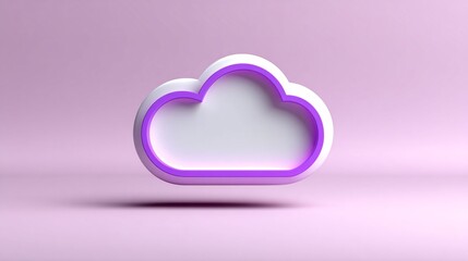 Wall Mural - glowing cloud icon with futuristic light, pastel gradient clean background, copyspace