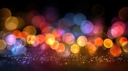 Wall Mural - colorful bokeh background with large soft glowing light orbs, dreamy festive abstract blur for holid
