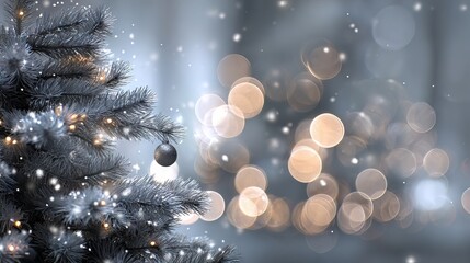 Wall Mural - silver christmas dreamy festive bokeh background with large soft glowing light orbs fully blurred ho