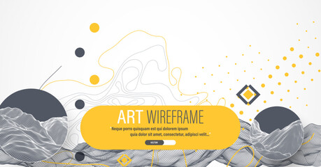Wall Mural - the abstract wave is made in a frame style. template for science and technology presentation. vector