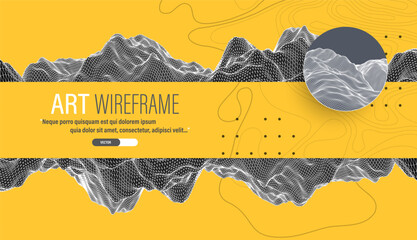 Wall Mural - abstract wireframe art with digital mesh and geometric design. modern science or technology backgrou