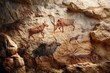 © Alevtina - Ancient cave art depicting various animals in a natural rock formation