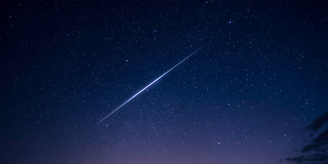 Wall Mural - glowing shooting star across dark night sky full of stars