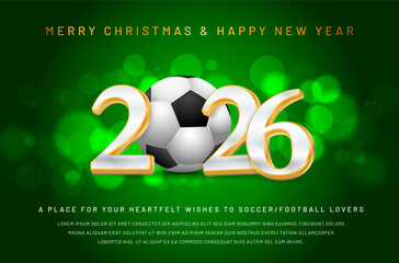 Wall Mural - Soccer or football Themed Christmas & New Year Greeting Card