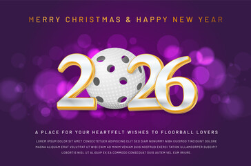 Wall Mural - Floorball Themed Christmas & New Year Greeting Card