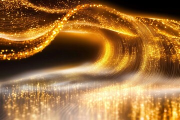 Wall Mural - Dynamic Visual Symphony of Golden Light Waves, Motion Blur Abstract Background Design