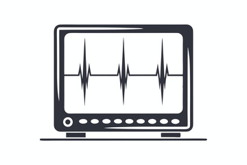 monitor displays fluctuating dark waveform pattern, featuring adjustment buttons and simple style