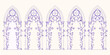 © Smritykona - Ornate gothic arches adorned with delicate floral vines and rosettes in a purple line drawing style