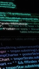Wall Mural - Data processing over green computer servers on black background