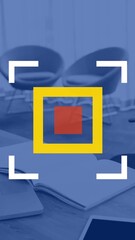 Wall Mural - Animation of data processing over laptop in office