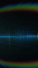 Wall Mural - Animation of white light with beam and curved prismatic lens flare on black background