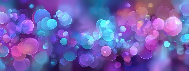 Wall Mural - Abstract bokeh background of swirling circles in vibrant purples, pinks, and blues
