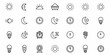 © Sarmad - Collection of various line art icons representing time, weather, and lighting elements in simple style
