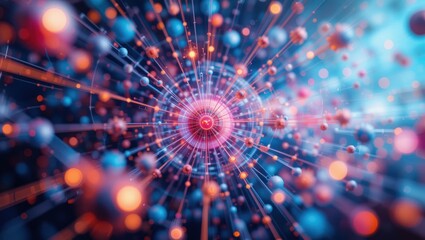 Wall Mural - Abstract Visualization of Colorful Particles and Glowing Energy in a Dynamic Cosmic Background