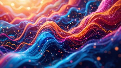 Wall Mural - Abstract Colorful Waves Flowing in a Dynamic Pattern with Vibrant Light Effects