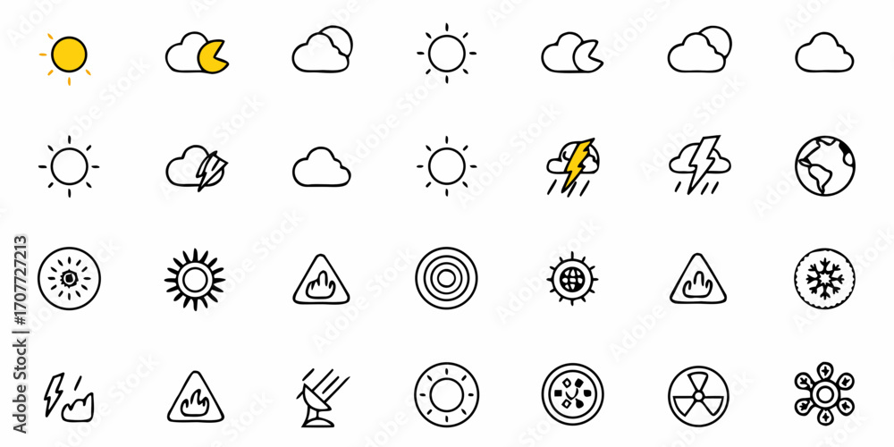 Weather Performance Icon Dynamic weather icons capturing sun, clouds, lightning, rain, snow ...