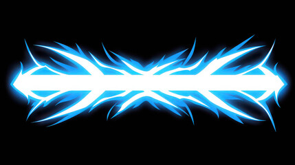 Wall Mural - Abstract illustration of a glowing blue energy sword design with sharp edges and dynamic shapes against a black background