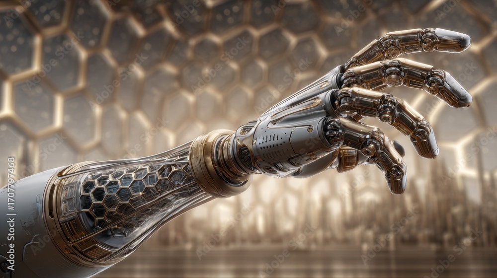 Futuristic bionic arm prototype technology lab high-detail image ...