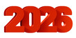 © HalukYakup - 2026 red bold letters symbol 3d illustration on a isolated background. Happy new year red number 2026.