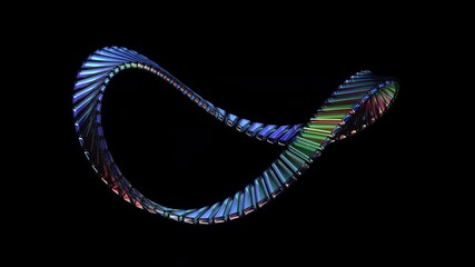 Wall Mural - Abstract glass shape on a black background, 4k seamless loop animation, 3d render