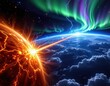 © Thi - imagine the solar wind interacting violently with the magnetosphere and ionosphere, causing electric storms above earth