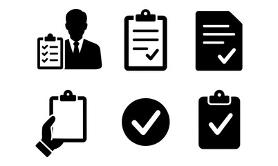 Profile verification and checklist icons for digital applications and print design