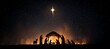 © Being Imaginative - Nativity scene with the holy family in a manger under the star of bethlehem at night