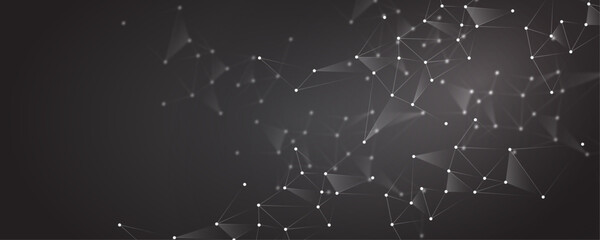 Wall Mural - abstract white polygon connection mesh futuristic communication technology concept dots lines connec