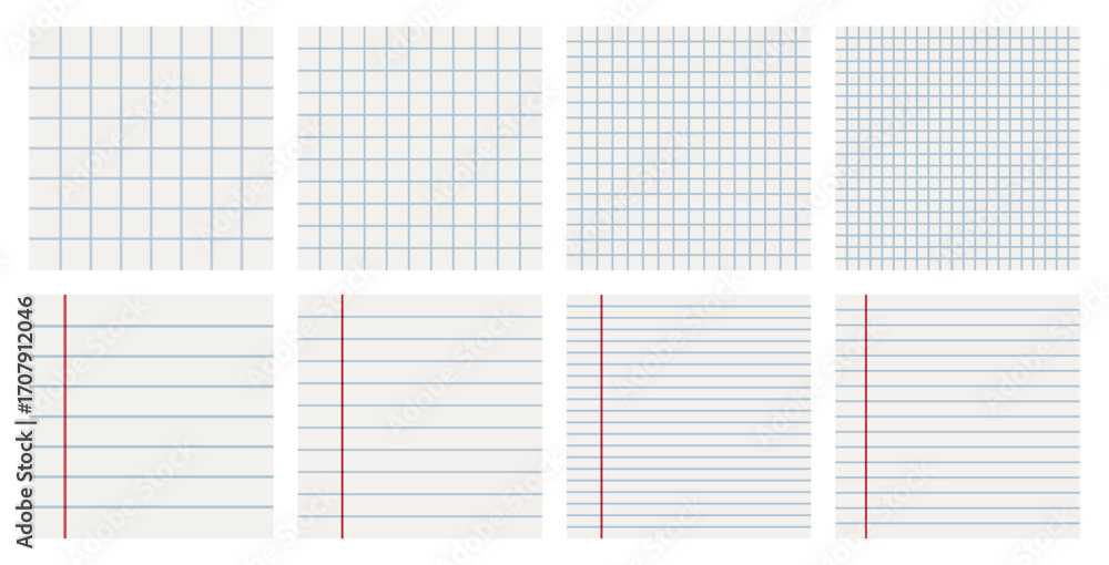 Collection of notebook and graph paper backgrounds with lined and grid ...