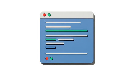 Isolated application window or computer program, software or app, simple style, blue color