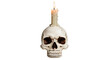 © Claudia - Isolated skull candle holder with burning wick, Halloween decorative candle ornament