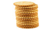 © Dennis - Isolated stack of golden brown crackers ready to eat, baked snack biscuits, appetizing and yummy
