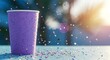 © Cintia - Vibrant party scene with a purple cup adorned with water droplets, surrounded by colorful confetti, creating a festive atmosphere.
