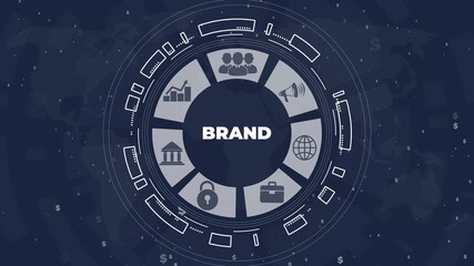 Brand development marketing strategy concept. Business, technology, internet and networking concept.