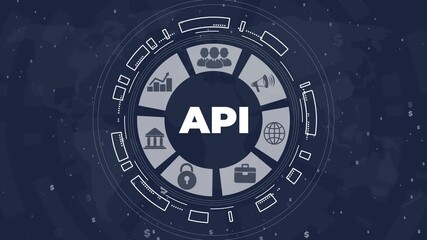 API - Application Programming Interface. Software development tool. Business, modern technology, internet and networking concept.