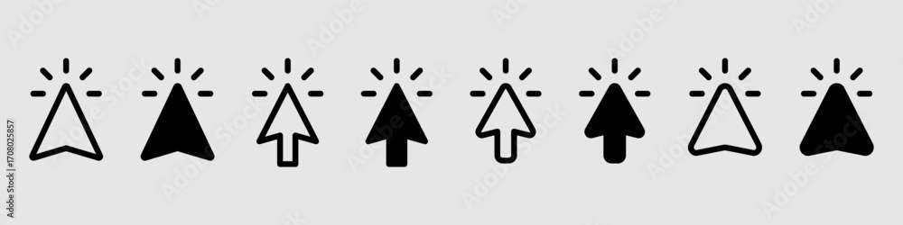 Set of Hand pointer symbol in trendy flat style. Computer mouse click ...