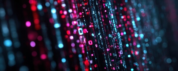 Digital Binary Code Stream Data Flowing Abstract Background Technology Concept