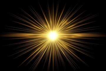 Wall Mural - radiant golden light explosion against black background, stunning starburst effect for design use