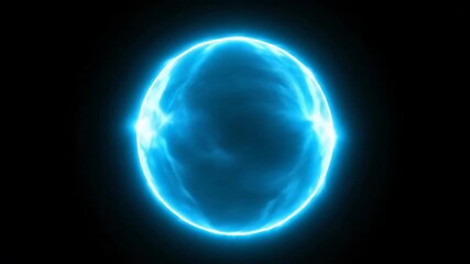Wall Mural - A seamlessly looping video depicts an electric cyan circular flare pulsating rhythmically, generating a high-tech abstract energy pulse texture, pulsating rhythmically, digital