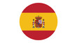 © Launa - Spanish flag circular icon in a red and yellow striped design featuring the coat of arms of Spain in the center