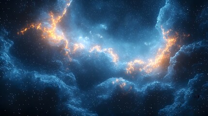 Wall Mural - Vibrant cosmic nebula with glowing stardust and distant stars against a dark background