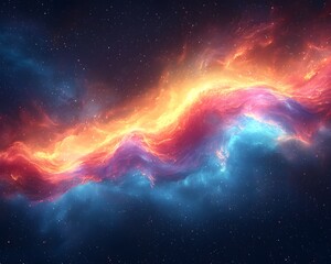 Wall Mural - A vibrant and colorful nebula glows intensely with swirling gas clouds in the vast expanse of deep space filled with countless distant stars